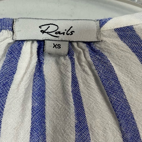 Rails Charlotte Linen Dress Grenadines Stripe Blue & White Tie Front XS Revolve - Picture 7 of 16